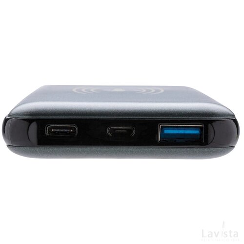 10.000 mAh powerbank met 10W draadloos snelladen met PD grijs
