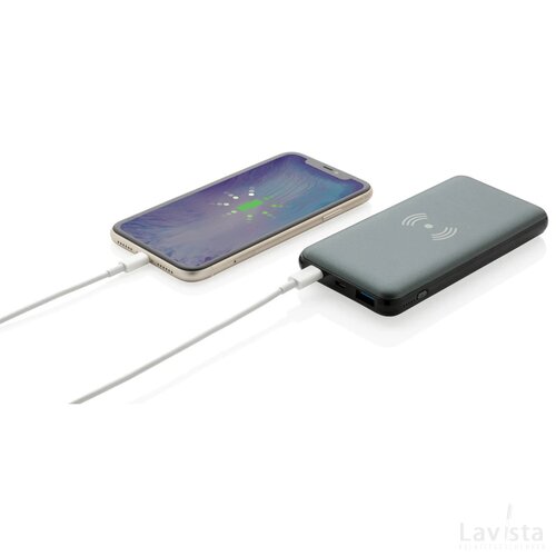 10.000 mAh powerbank met 10W draadloos snelladen met PD grijs
