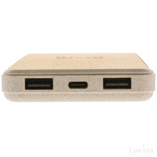 Kurk en tarwestro 8000 mAh 5W draadloze powerbank khaki
