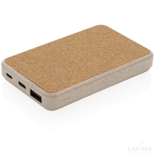 Kurk en tarwestro 5000 mAh zakformaat powerbank khaki