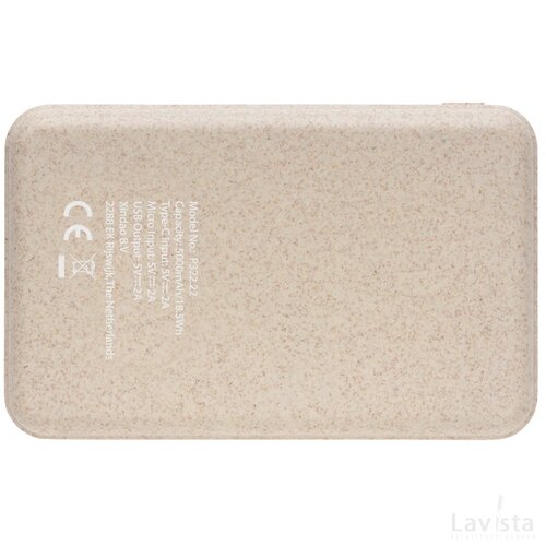Kurk en tarwestro 5000 mAh zakformaat powerbank khaki