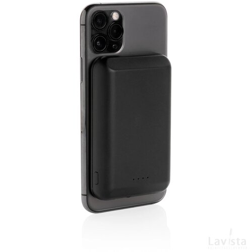 Magnetische 5000 mAh 5W draadloze powerbank zwart