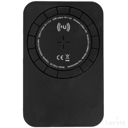 Magnetische 5000 mAh 5W draadloze powerbank zwart