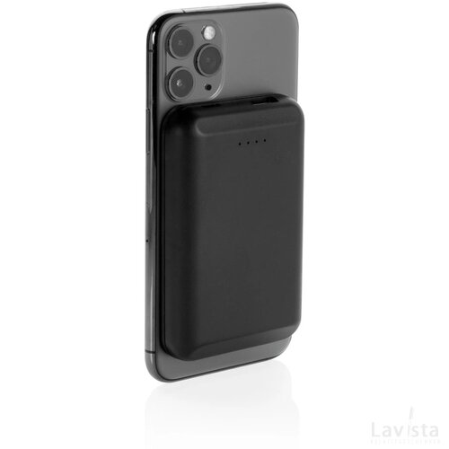 Magnetische 5000 mAh 5W draadloze powerbank zwart