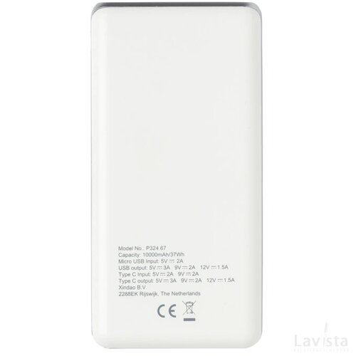 Ultra snelle 10.000 mAh powerbank met PD wit