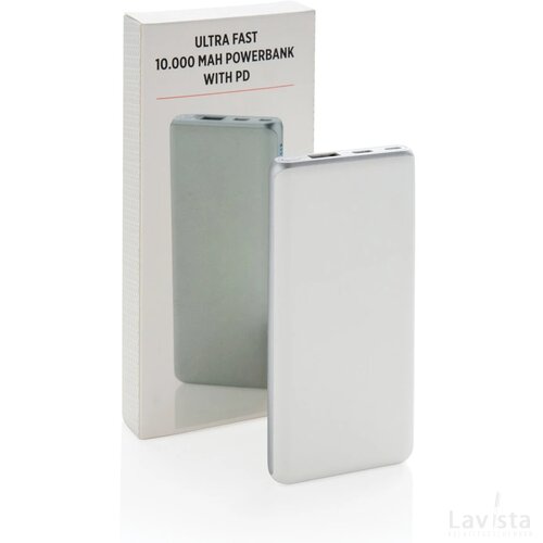 Ultra snelle 10.000 mAh powerbank met PD wit
