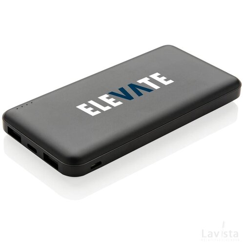 High density 10.000 mAh zakformaat powerbank zwart