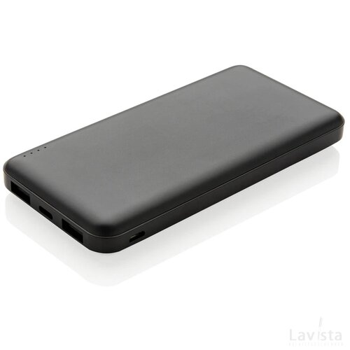 High density 10.000 mAh zakformaat powerbank zwart