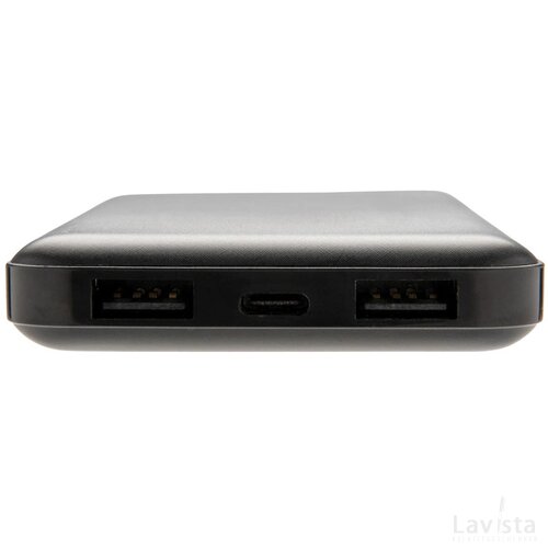 High density 10.000 mAh zakformaat powerbank zwart