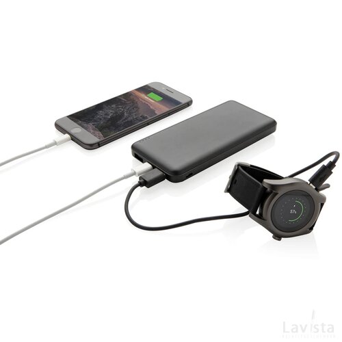 High density 10.000 mAh zakformaat powerbank zwart