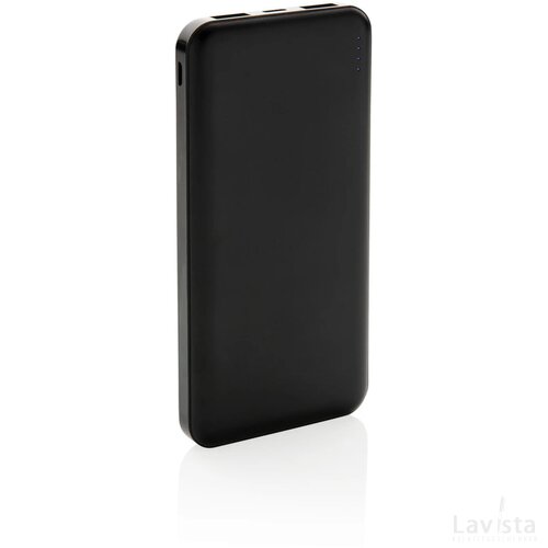 High density 10.000 mAh zakformaat powerbank zwart