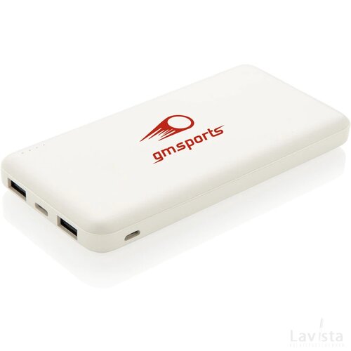 High density 10.000 mAh zakformaat powerbank wit