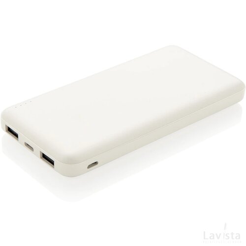 High density 10.000 mAh zakformaat powerbank wit
