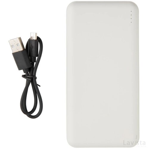 High density 10.000 mAh zakformaat powerbank wit
