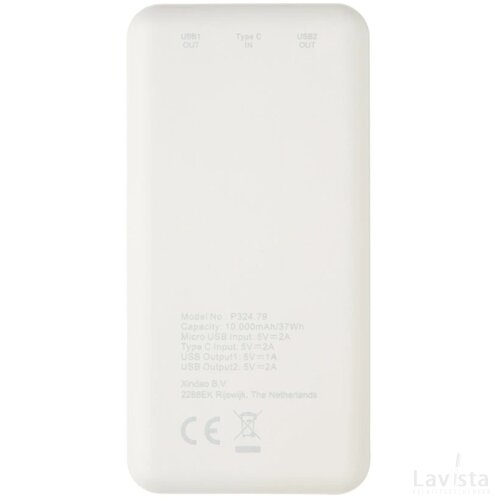 High density 10.000 mAh zakformaat powerbank wit
