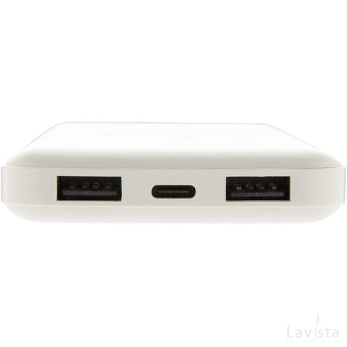 High density 10.000 mAh zakformaat powerbank wit