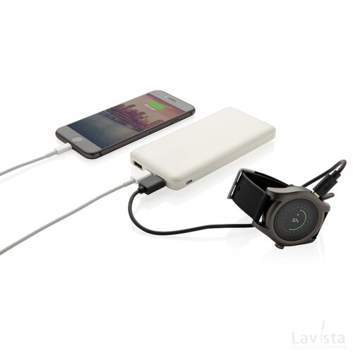 High density 10.000 mAh zakformaat powerbank wit