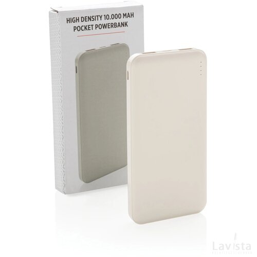 High density 10.000 mAh zakformaat powerbank wit