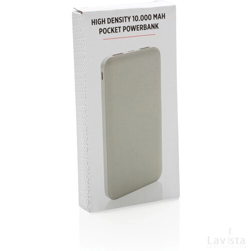 High density 10.000 mAh zakformaat powerbank wit