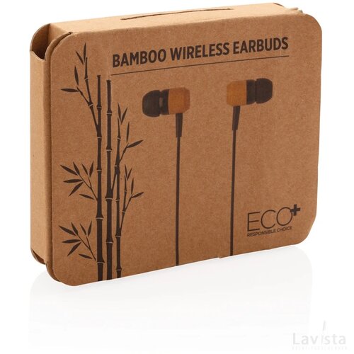 Bamboe draadloze oordoppen bruin, zwart
