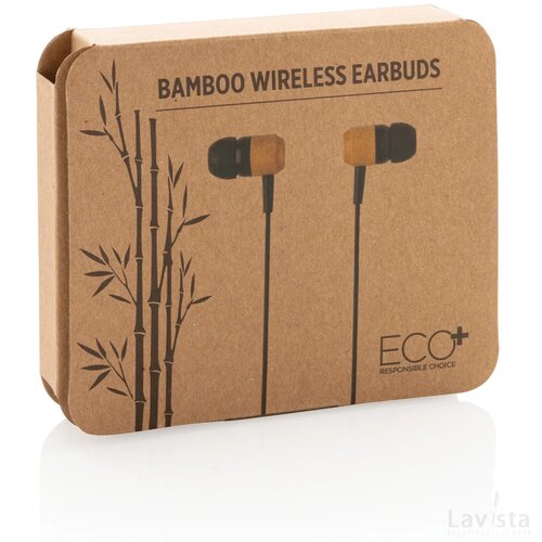 Bamboe draadloze oordoppen bruin, zwart