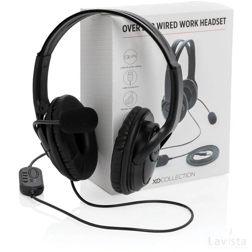 Over ear werk hoofdtelefoon met kabel zwart