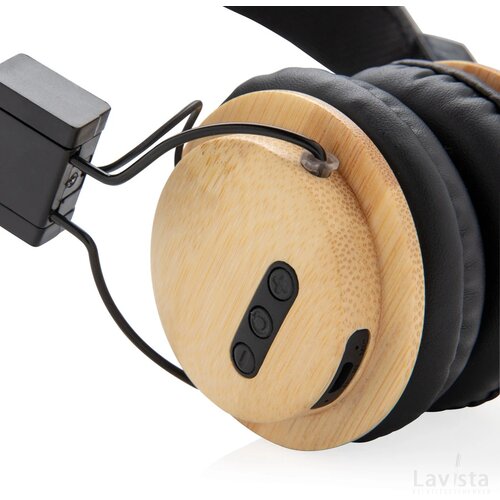 Bamboe draadloze hoofdtelefoon bruin, zwart