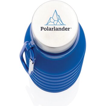 Lekvrije opvouwbare siliconen fles met schroefdop blauw