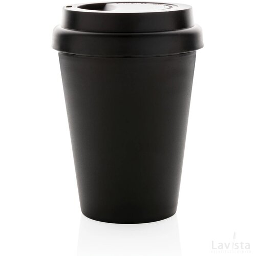 Herbruikbare dubbelwandige koffiebeker 300ml zwart