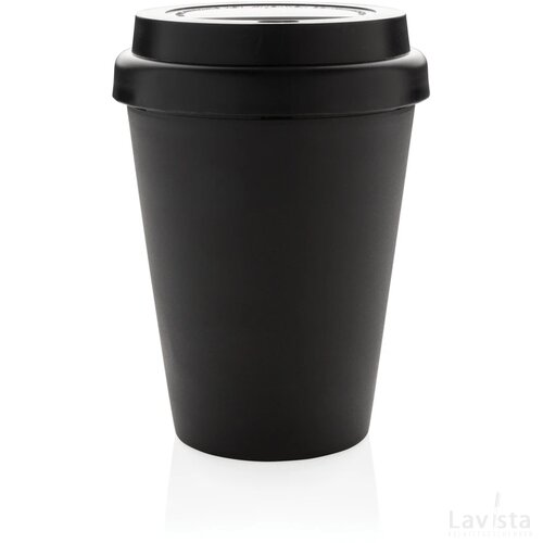 Herbruikbare dubbelwandige koffiebeker 300ml zwart