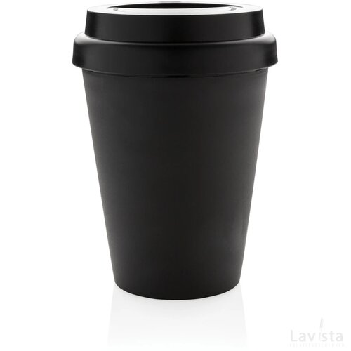 Herbruikbare dubbelwandige koffiebeker 300ml zwart