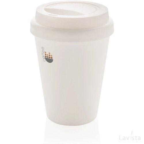 Herbruikbare dubbelwandige koffiebeker 300ml wit