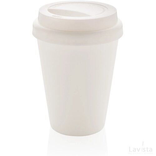 Herbruikbare dubbelwandige koffiebeker 300ml wit