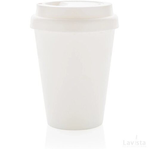 Herbruikbare dubbelwandige koffiebeker 300ml wit