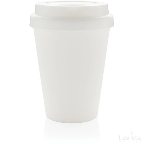 Herbruikbare dubbelwandige koffiebeker 300ml wit