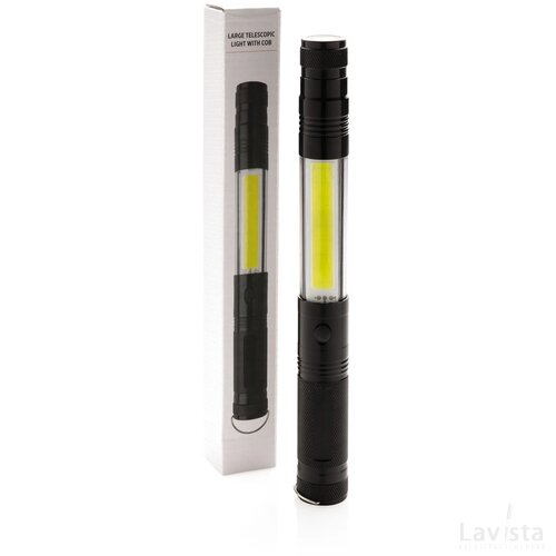 Uitschuifbare zaklamp met COB zwart