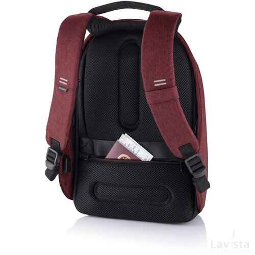 Bobby Hero Small, anti-diefstal rugzak rood, zwart
