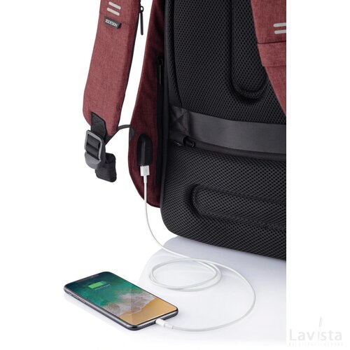 Bobby Hero Small, anti-diefstal rugzak rood, zwart