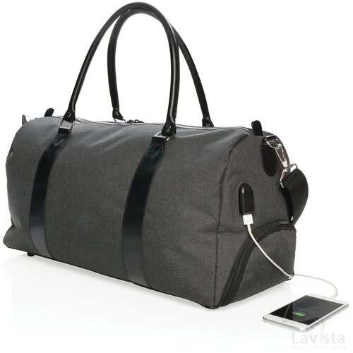 Weekendtas met USB A oplaadpunt zwart