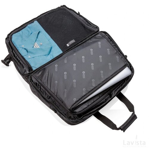 Swiss Peak RFID weekendtas met kofferopening en laptopvak zwart