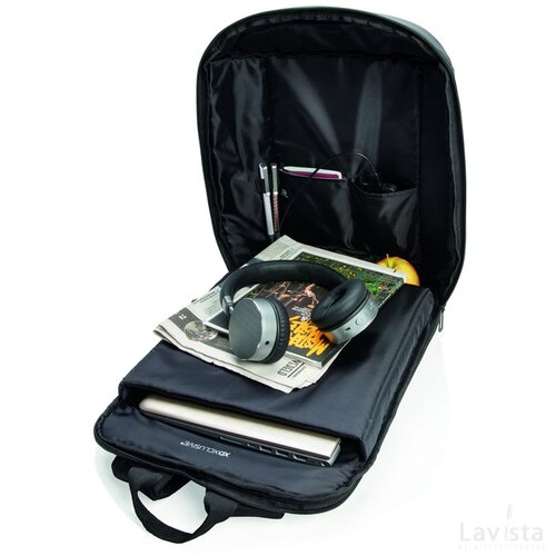 Madrid RFID USB anti-diefstal laptop rugzak PVC-vrij zwart, zwart