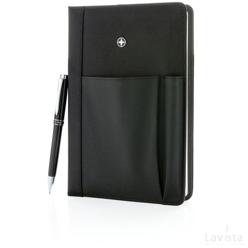 Hervulbaar notitieboek en pen set zwart