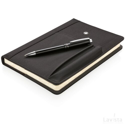 Hervulbaar notitieboek en pen set zwart