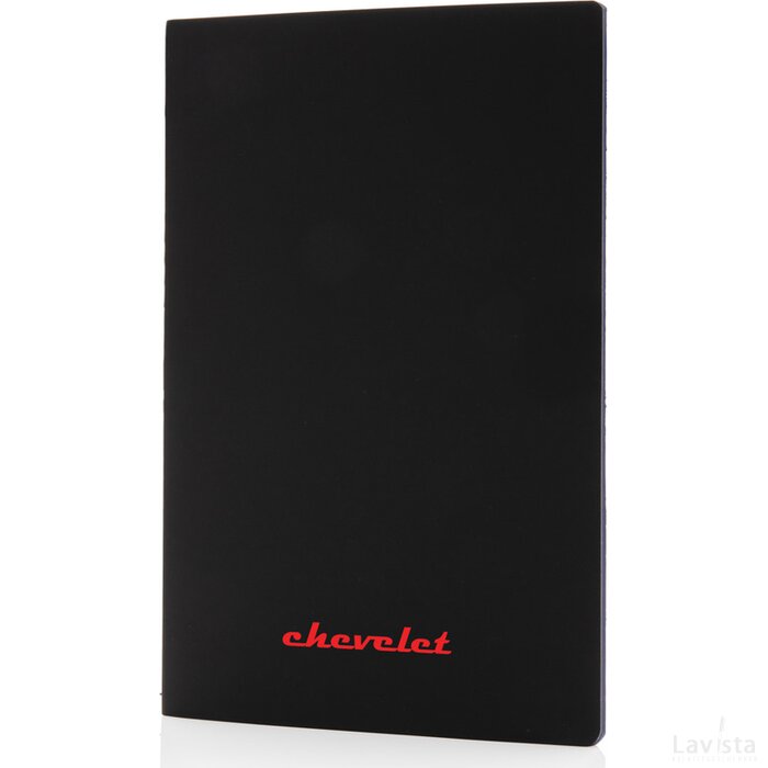 Softcover PU notitieboek met gekleurde accent rand lichtblauw