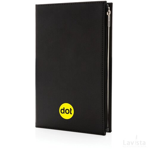 Swiss Peak A5 PU notitieboek met ritsvak zwart
