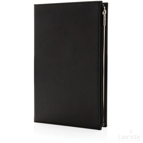 Swiss Peak A5 PU notitieboek met ritsvak zwart