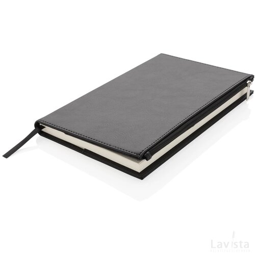 Swiss Peak A5 PU notitieboek met ritsvak zwart