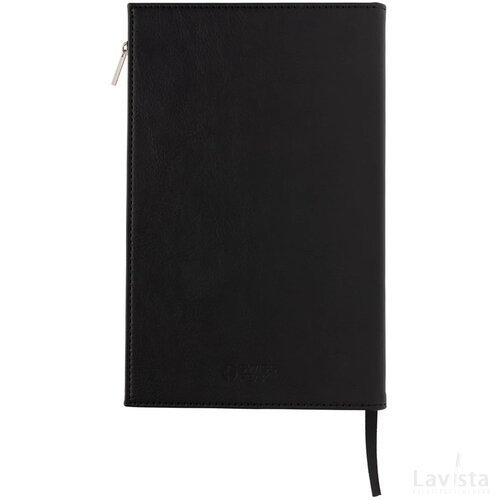 Swiss Peak A5 PU notitieboek met ritsvak zwart