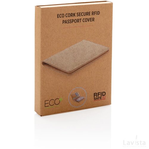 Kurken RFID paspoort houder bruin