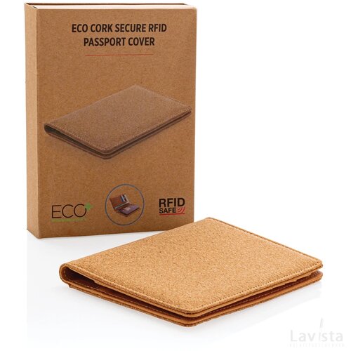 Kurken RFID paspoort houder bruin